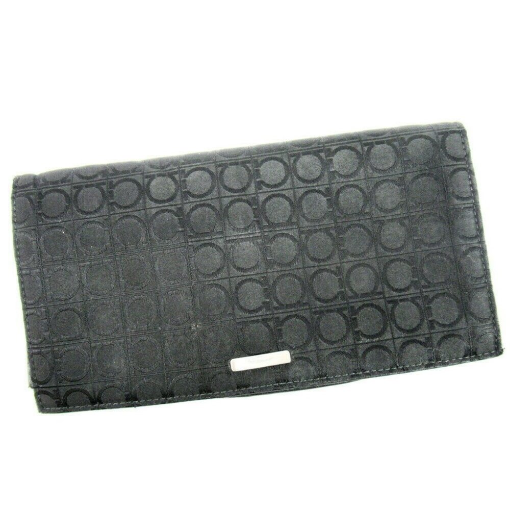 Salvatore ferragamo long pills Gunchini canvas ~ leather Auth used T10106 - Picture 1 of 8